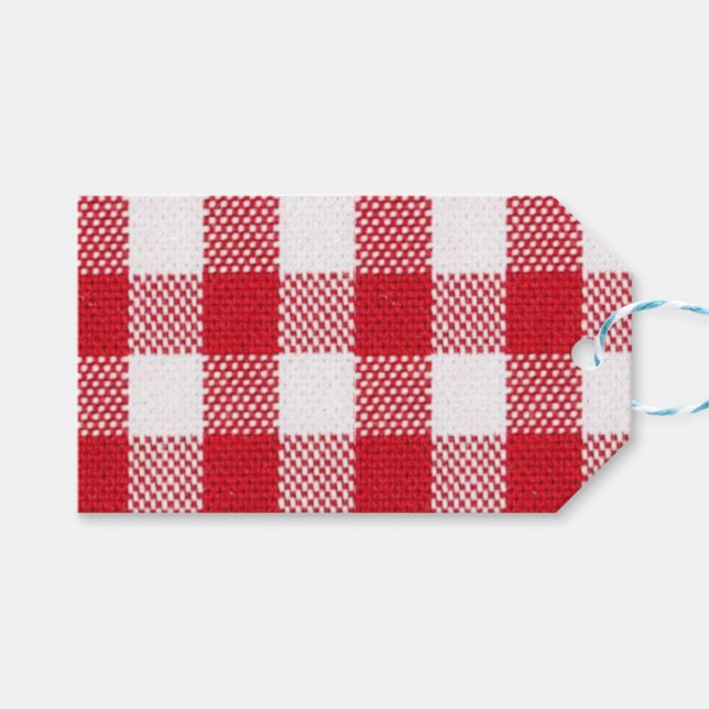 Étiquettes-cadeau Gingham rouge et blancTag HAMbyWG (Devant (Horizontal))