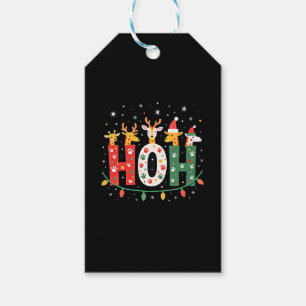 Étiquettes-cadeau Girafe Anim Ho Ho Ho Chapeau de Noël de Père Noël
