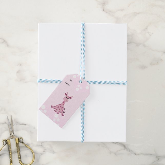 Étiquettes-cadeau Girafe assise (Avec de laficelle)