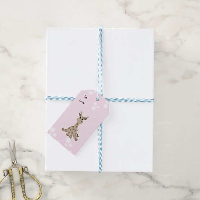 Étiquettes-cadeau Girafe assise (Avec de laficelle)