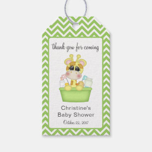 Étiquettes-cadeau Girafe bébé à Bath Time Merci Favor