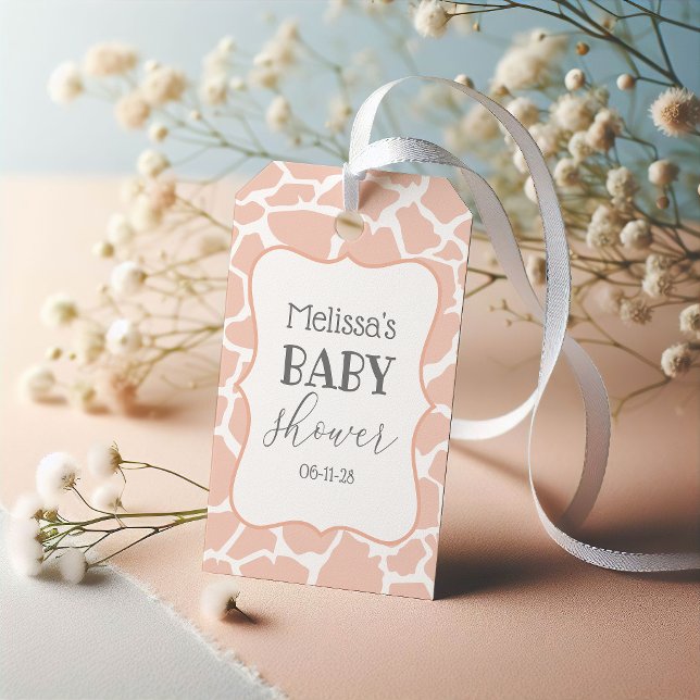 Étiquettes-cadeau Girafe Bébé Fille Rose (Créateur téléchargé)