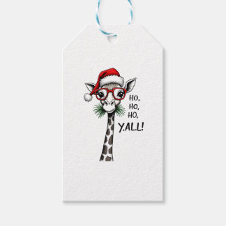 Étiquettes-cadeau Girafe Mignonne Avec Chapeau De Père Noël Joyeux N