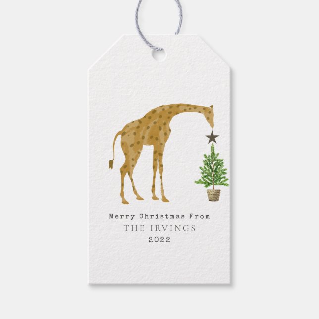 Étiquettes-cadeau Giraffe Arbre de Noël (Devant)