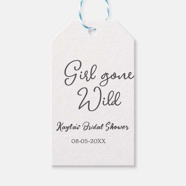 Étiquettes-cadeau Girl gone wild bridal shower name date simple mini (Devant)