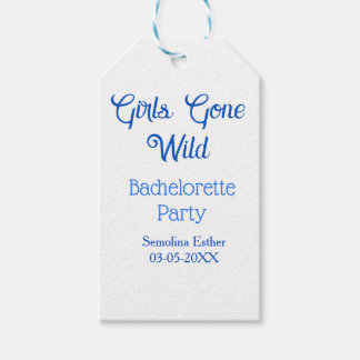 Étiquettes-cadeau girls gone wild bachelorette party blue name retro