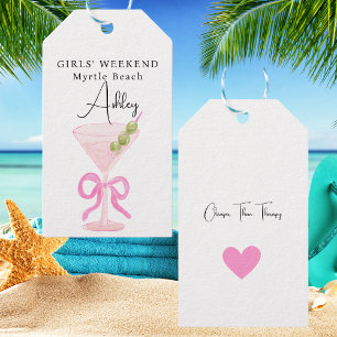 Étiquettes-cadeau Girls Weekend Cute Watercolor Cocktail Moderne