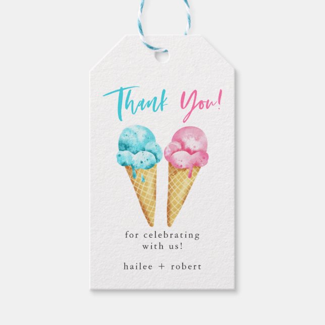 Étiquettes-cadeau Glace Cream Genre Reveal Party Favoriser (Devant)