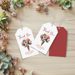 Étiquettes-cadeau Glace Élégante Fleurs Remerciement pour Mariage