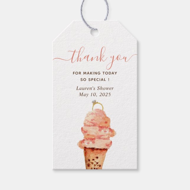 Étiquettes-cadeau Glace Rose Mariage Remerciement (Devant)