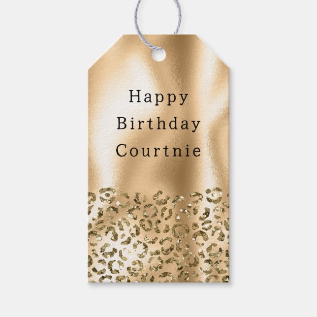 Étiquettes-cadeau Glam animal léopard doré (Devant)
