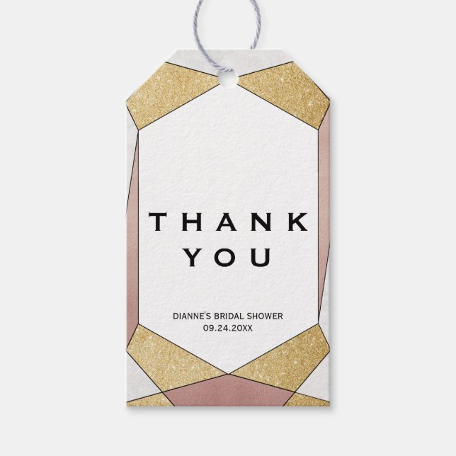 Étiquettes-cadeau Glam Géométrique Merci diamant Favoriser (Devant)