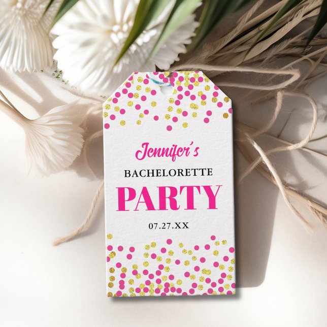 Étiquettes-cadeau Glam Girly Dots Wedding Bachelorette Party (Créateur téléchargé)
