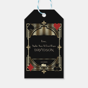 Étiquettes-cadeau Glam Gold Black Gatsby Style Roaring Mariage des a