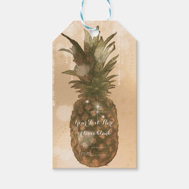 Étiquettes-cadeau Glam Golden Pineapple Élégant Tropical Party Favor (Devant)