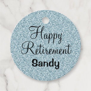 Étiquettes Cadeau Glam Happy Retirement Bleu Parties scintillant Arg