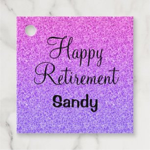 Étiquettes Cadeau Glam Happy Retirement Ombre Purple Parties scintil
