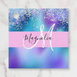 Étiquettes Cadeau Glam Holographique Sirène Parties scintillant étin