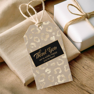 Étiquettes-cadeau Glam Leopard Spot Safari Merci Gold ID1154