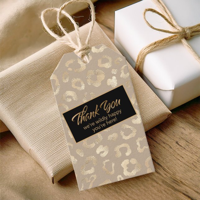 Étiquettes-cadeau Glam Leopard Spot Safari Merci Gold ID1154 (Créateur téléchargé)