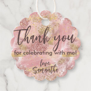 Étiquettes Cadeau Glam Parti Spa Faux Parties scintillant Merci Favo