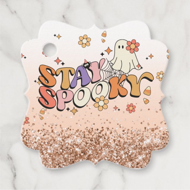 Étiquettes Cadeau Glam Parties scintillant Girl Halloween Restez Éff (Devant)