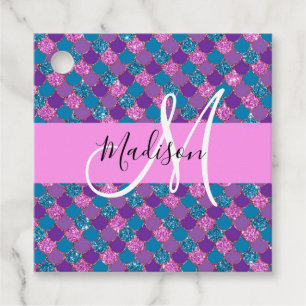 Étiquettes Cadeau Glam Purple Sirène Parties scintillant Étincelles