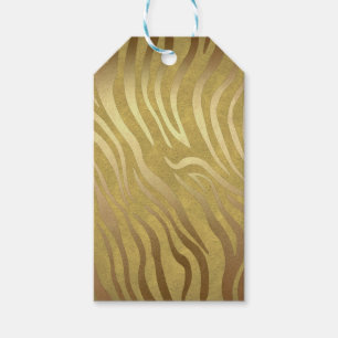 Étiquettes-cadeau Glam Safari Jungle Imprimé Zèbre Bronze Doré