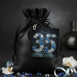 Étiquettes Cadeau Glam Sapphire et Diamond 35e anniversaire