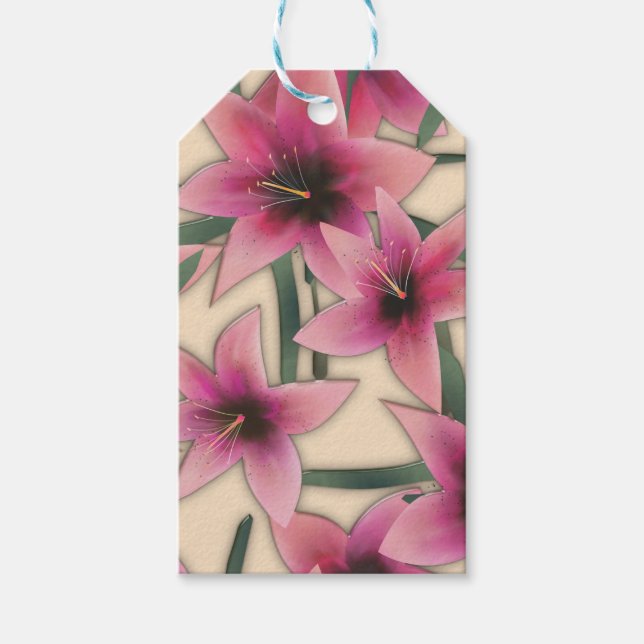 Étiquettes-cadeau Glass tile 3D liquide lily flowers bloom (Devant)
