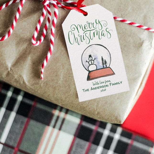 Étiquettes-cadeau Globe des neiges de Noël {GREEN} (Créateur téléchargé)