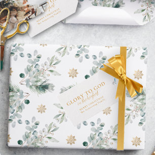 Étiquettes-cadeau Gloire d'or moderne à Dieu Noël religieux