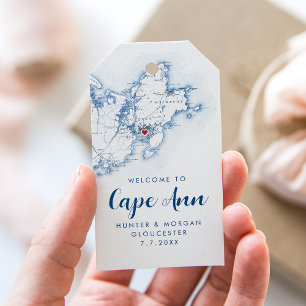 Étiquettes-cadeau Gloucester MA Élégant Mariage de marine moderne Fa