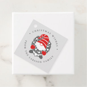 Étiquettes Cadeau Gnome amusant avec Garland Festive Noël gris