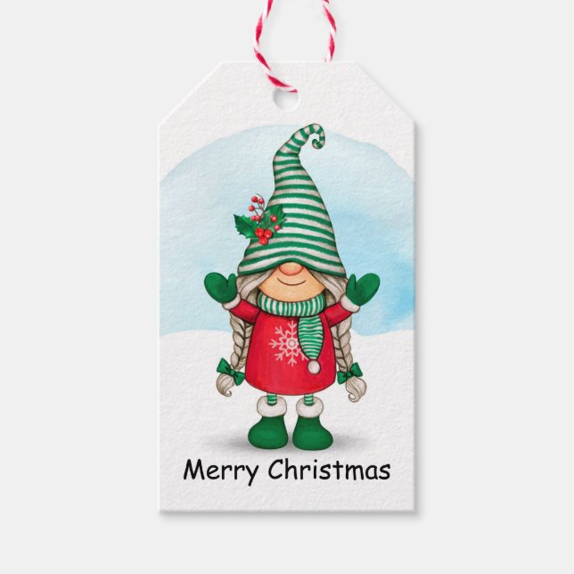 Étiquettes-cadeau Gnome de Noël mignon (Devant)