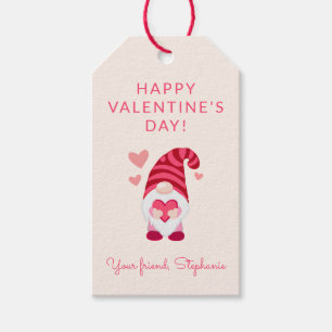 Étiquettes-cadeau Gnome mignonne tenant un coeur Saint Valentin