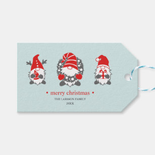 Étiquettes-cadeau Gnomes amusants   Monnaie des fêtes de Noël