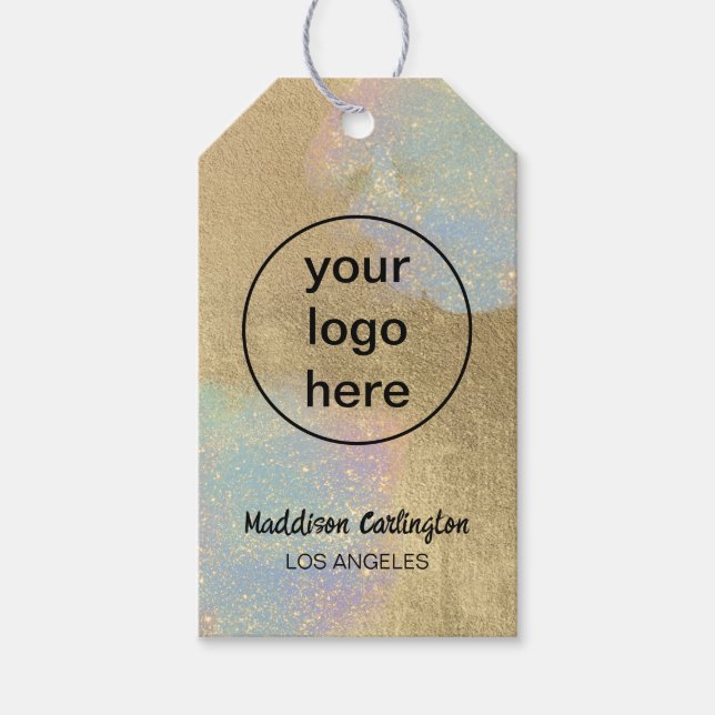 Étiquettes-cadeau Gold And iridescent Glitter Texture (Devant)