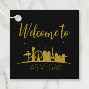 Étiquettes Cadeau Gold Bienvenue à Las Vegas Mariage de sac cadeau