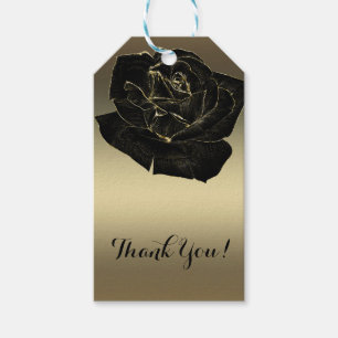 Étiquettes-cadeau Gold & Black Rose Glam Elegant Classy Chic Party
