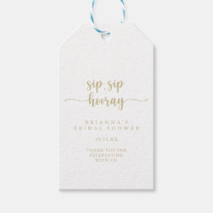 Étiquettes-cadeau Gold Calligraphie Sip Sip Hooray Fête des mariées