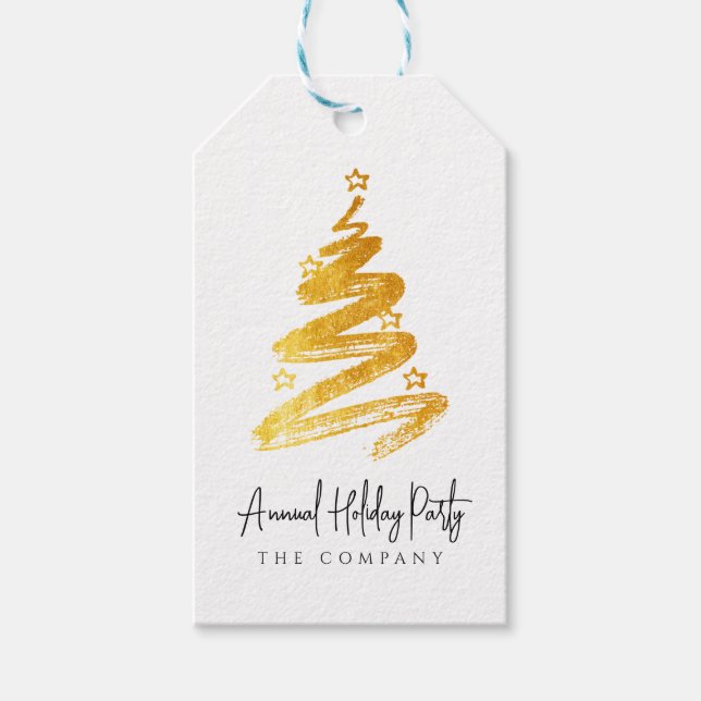 Étiquettes-cadeau Gold Christmas Tree Fête (Devant)