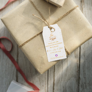 Étiquettes-cadeau Gold Christmas Tree Merci Message Entreprise