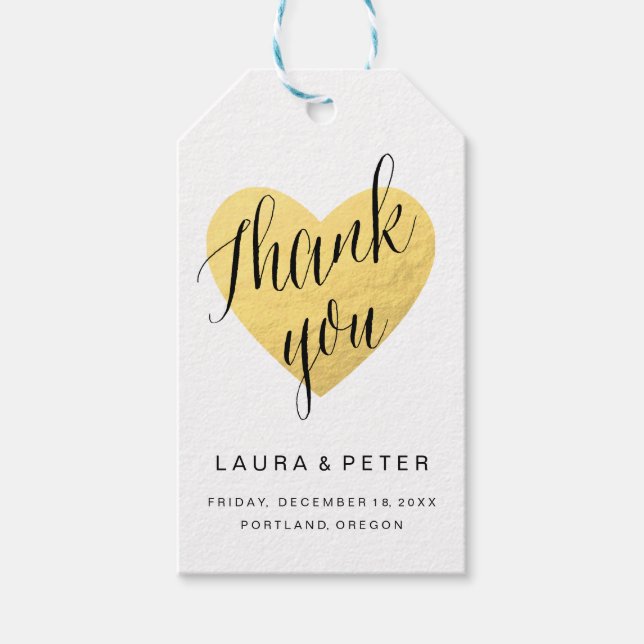 Étiquettes-cadeau Gold coeur merci faveur tag (Devant)