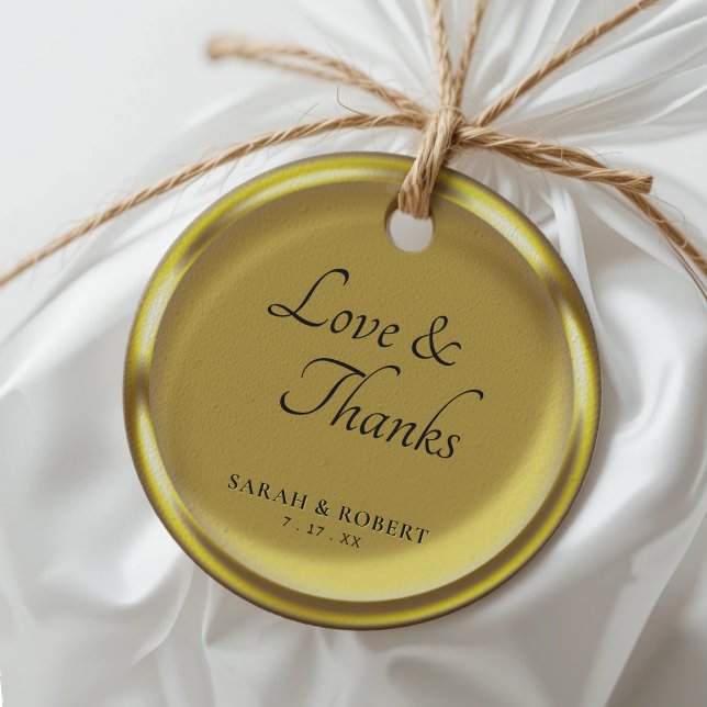 Étiquettes Cadeau Gold Coin Elegant Luxe Mariage Merci (Gold Coin Elegant Luxury Wedding Thank You Favor Tags
)