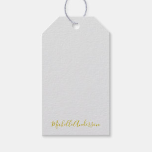 Étiquettes-cadeau Gold Color Modern Minimaliste Nom d'écriture manus