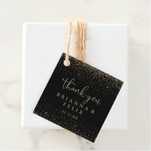 Étiquettes Cadeau Gold Confetti Calligraphie Mariage de script