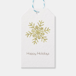 Étiquettes-cadeau Gold Crinkle Winter Wonderland Snowflake élégant