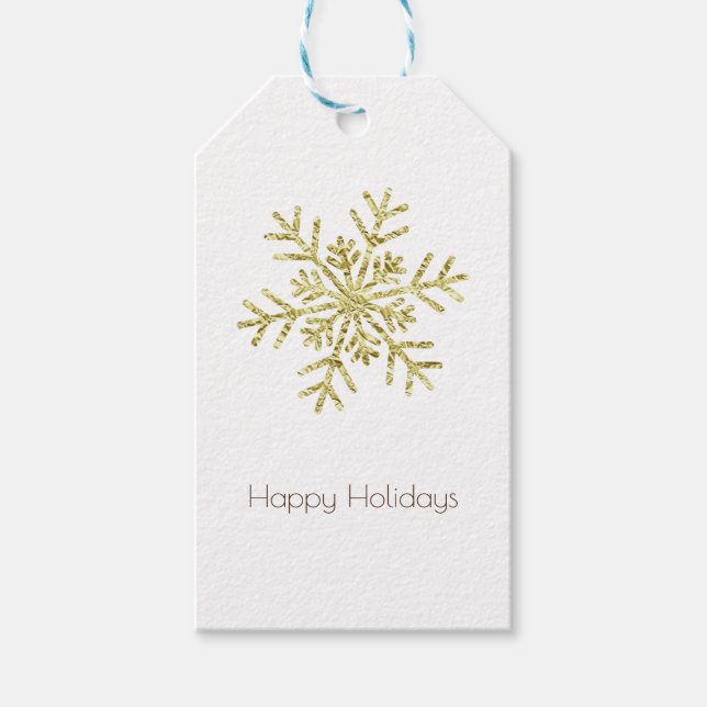Étiquettes-cadeau Gold Crinkle Winter Wonderland Snowflake élégant (Devant)