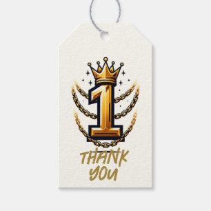 Étiquettes-cadeau Gold Crown Chain Drift 1 #1 1er fête d'anniversair